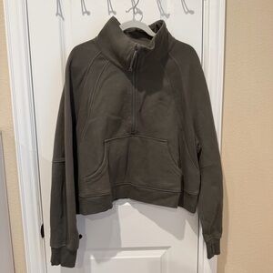 Lululemon Oversized Scuba Half Zip Funnel Neck Army Green